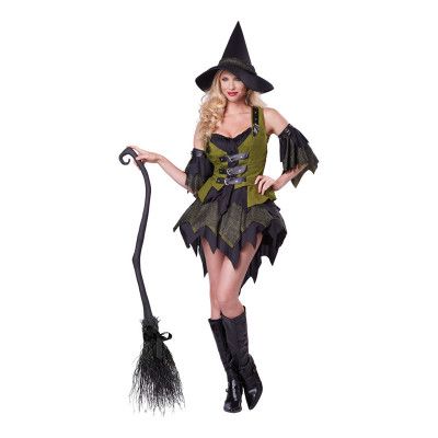 Häxa Grön/Svart Maskeraddräkt