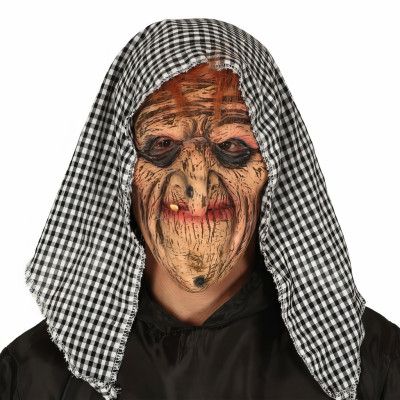 Häxa med Rutig Sjal Latexmask - One size