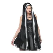 Häxa Peruk Svart/Vit Extra Lång - One size