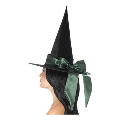 Häxhatt med Grön Rosett - One size