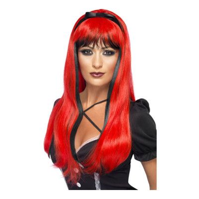 Häxperuk Röd/Svart - One size