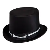 Höghatt Satin Svart med Benknotor - One size