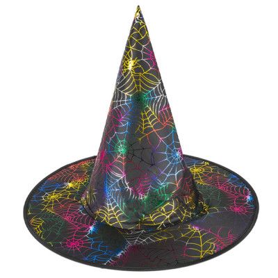 Halloween Häxhatt Med Spindelnät Färgglad 38x32cm
