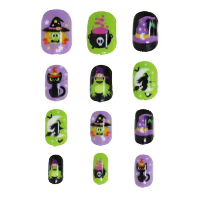 Lösnaglar Häxa Halloween för Barn - 12-pack
