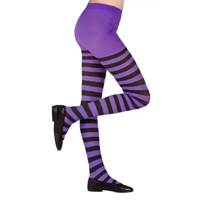 Lila/Svart Randiga Strumpbyxor Barn - 4-6 år