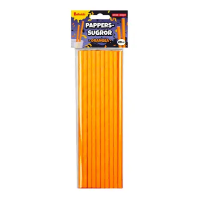 Orangea Papperssugrör - 20-pack