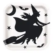 Papperstallrikar Kvadrat Halloween Fladdermöss - 8-pack