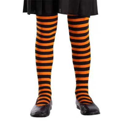 Strumpbyxor Svart/Orange Randiga för Barn - One size (barnstorlek)