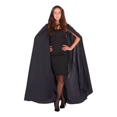 Svart Cape med Huva - One size