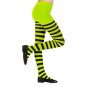 Svart/Neongrön Randiga Strumpbyxor för Barn - Small