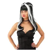 Svart/Vit Peruk med Spindel - One size