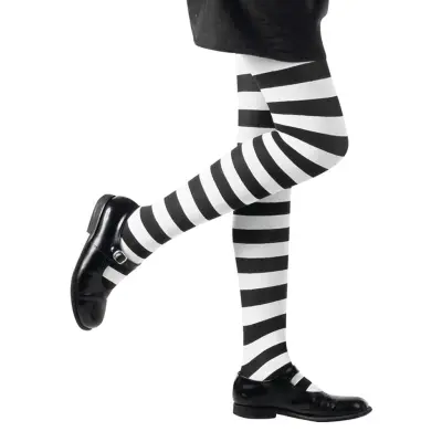 Vit/Svart-Randiga Strumpbyxor Barn - 1-3 år