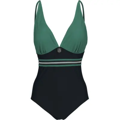 Harry Potter Baddräkt - Slytherin - S M - för Dam - svart/grön