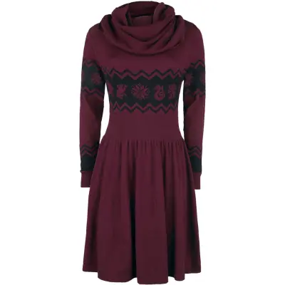 Harry Potter Halvlång klänning - Houses - M 4XL - för Dam - bordeaux/svart