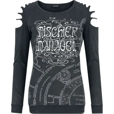 Harry Potter Långärmad tröja - Mischief Managed - L XXL - för Dam - mörkgrå