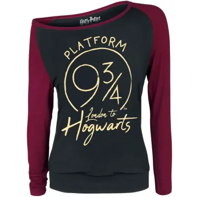 Harry Potter Långärmad tröja - Platform 9 3/4 - S - för Dam - svart/bordeaux
