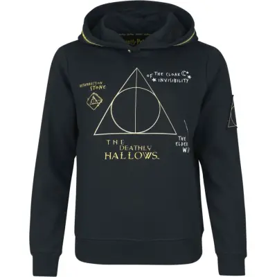 Harry Potter Luvtröja - Deathly Hallows - Golden - S XXL - för Dam - svart