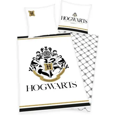 Harry Potter Sängkläder - Harry Potter Hogwarts Bettwäsche mit Golddruck - för  vit