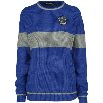 Harry Potter Stickad jumper - Ravenclaw - Quidditch - S XL - för Dam - blå/grå
