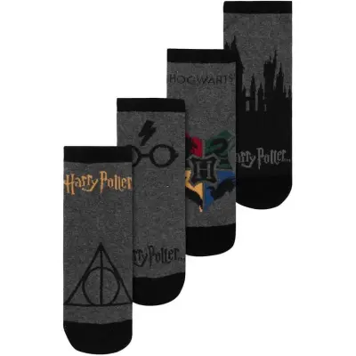 Harry Potter Strumpor - Hogwarts - Logo - Heiligtümer des Todes - 4er Set - EU 35-38 EU 39-42 - för Dam - flerfärgad