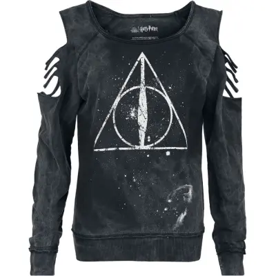 Harry Potter Sweatshirt - Deathly Hallows - S XXL - för Dam - svart