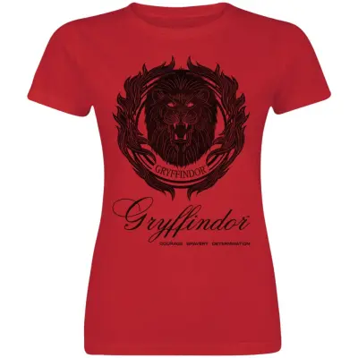 Harry Potter T-shirt - Gryffindor - Courage Bravery Determination - M XXL - för Dam - röd