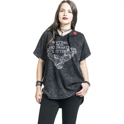 Harry Potter T-shirt - Hogwarts Letter - Waiting - M 3XL - för Dam - mörkgrå