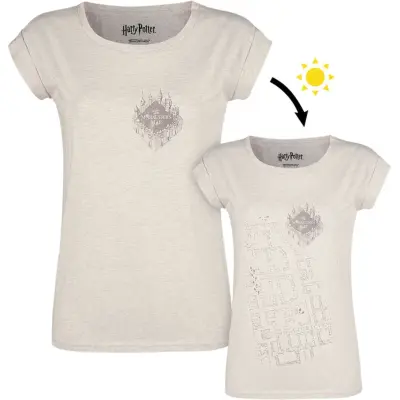 Harry Potter T-shirt - Marauders Map UV - M 5XL - för Dam - krämmelerad