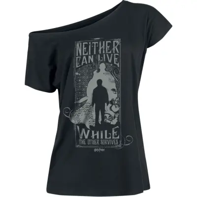 Harry Potter T-shirt - Neither Can Live - Harry & Voldemort - L - för Dam - svart