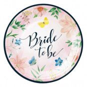 Bride To Be Flowers - Papperstallrik 6-pack