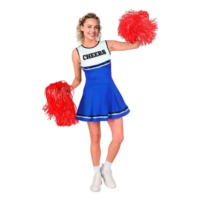 Cheerleader Klänning Blå Maskeraddräkt - Small