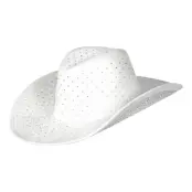 Cowboyhatt Vit med Stenar - One size
