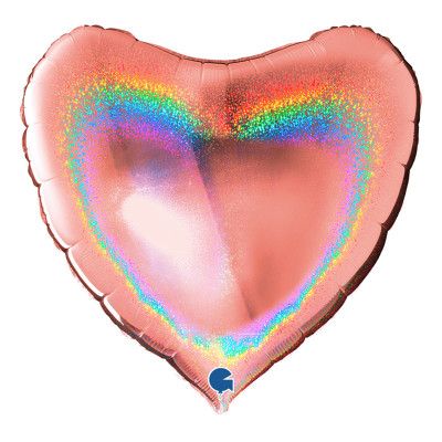 Folieballong Hjärta Glitter Roséguld