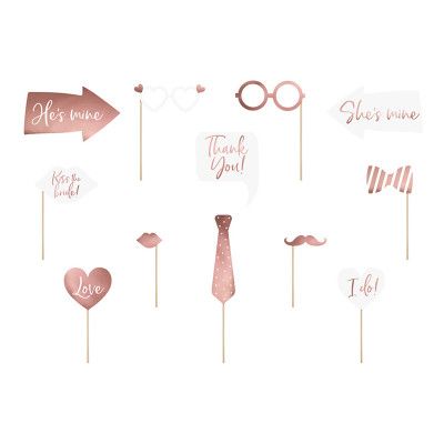 Fotoprops Bröllop Roséguld - 12-pack