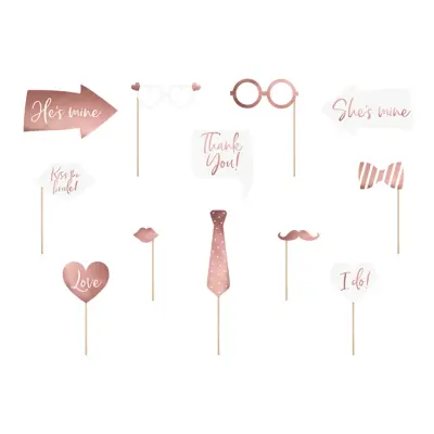 Fotoprops Bröllop Roséguld - 12-pack