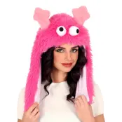 Hatt Fluffigt Monster Rosa - One size