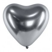Hjärtballonger Krom Silver - 100-pack