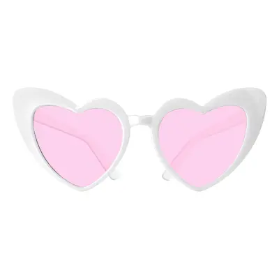 Hjärtglasögon Retro Vit/Rosa - One size