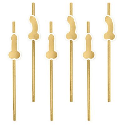 Möhippa Sugrör Penis Guld 8-pack