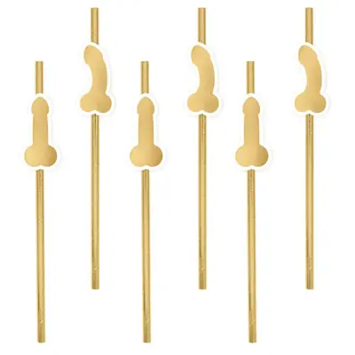 Möhippa Sugrör Penis Guld 8-pack