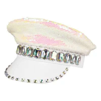 Paljettkeps Flerfärgad Vit/Pärlemor med Juveler - One size