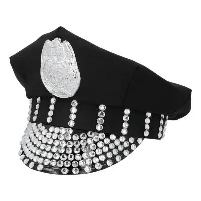 Poliskeps med Strass - One size
