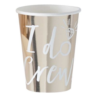 Pappersmuggar Guld Metallic I do Crew - 8-pack
