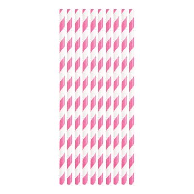 Papperssugrör Mörkrosa Randiga - 10-pack