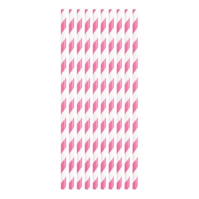 Papperssugrör Mörkrosa Randiga - 10-pack