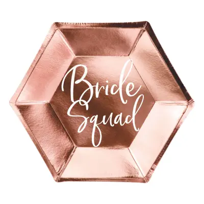 Papperstallrikar Bride Squad Roséguld - 6-pack
