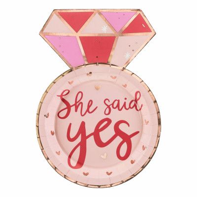Papperstallrikar Diamantring She Said Yes - 6-pack