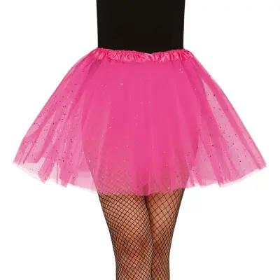 Rosa Tyllkjol med Glitter - One size