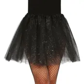 Svart Tyllkjol med Glitter - One size