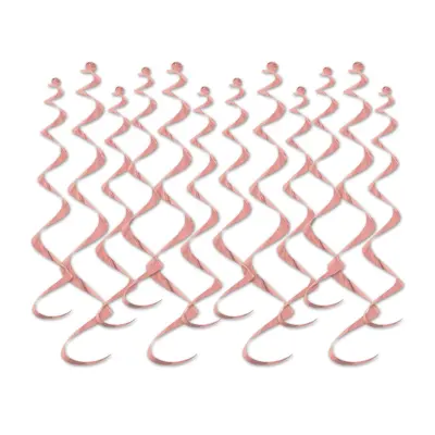 Swirls Roséguld Metallic Hängande Dekoration - 12-pack